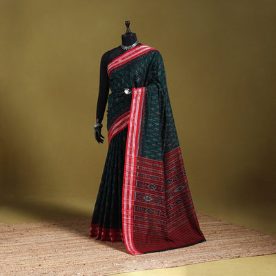 Green - ikat handloom cotton sambalpuri saree 06