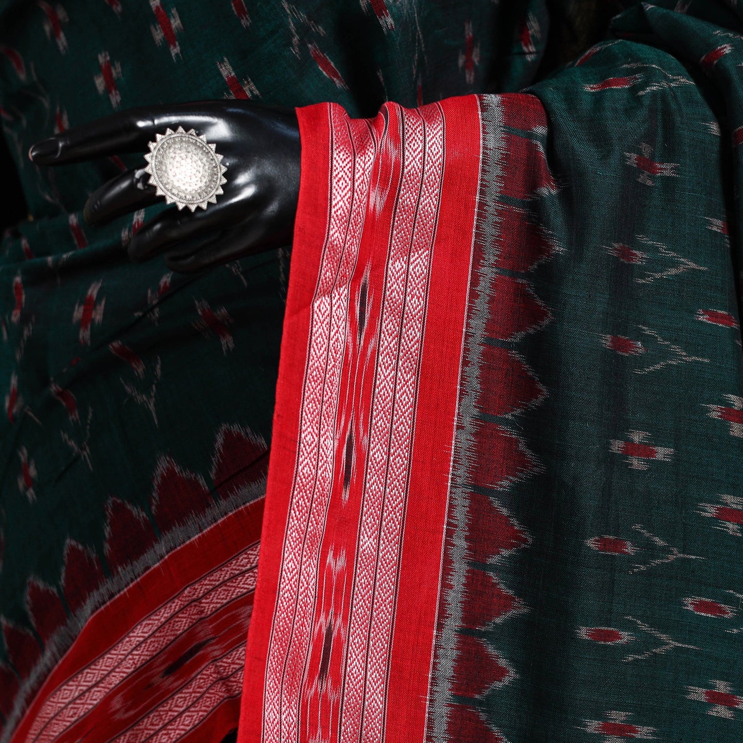 Green - ikat handloom cotton sambalpuri saree 06