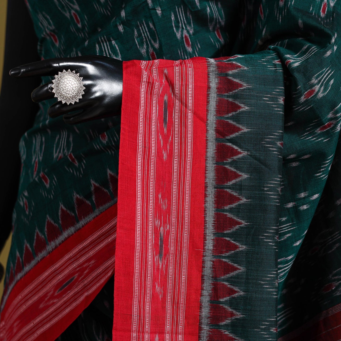 Green - ikat handloom cotton sambalpuri saree 07