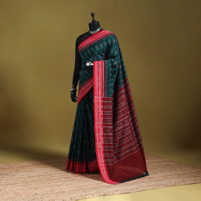 Green - ikat handloom cotton sambalpuri saree 07