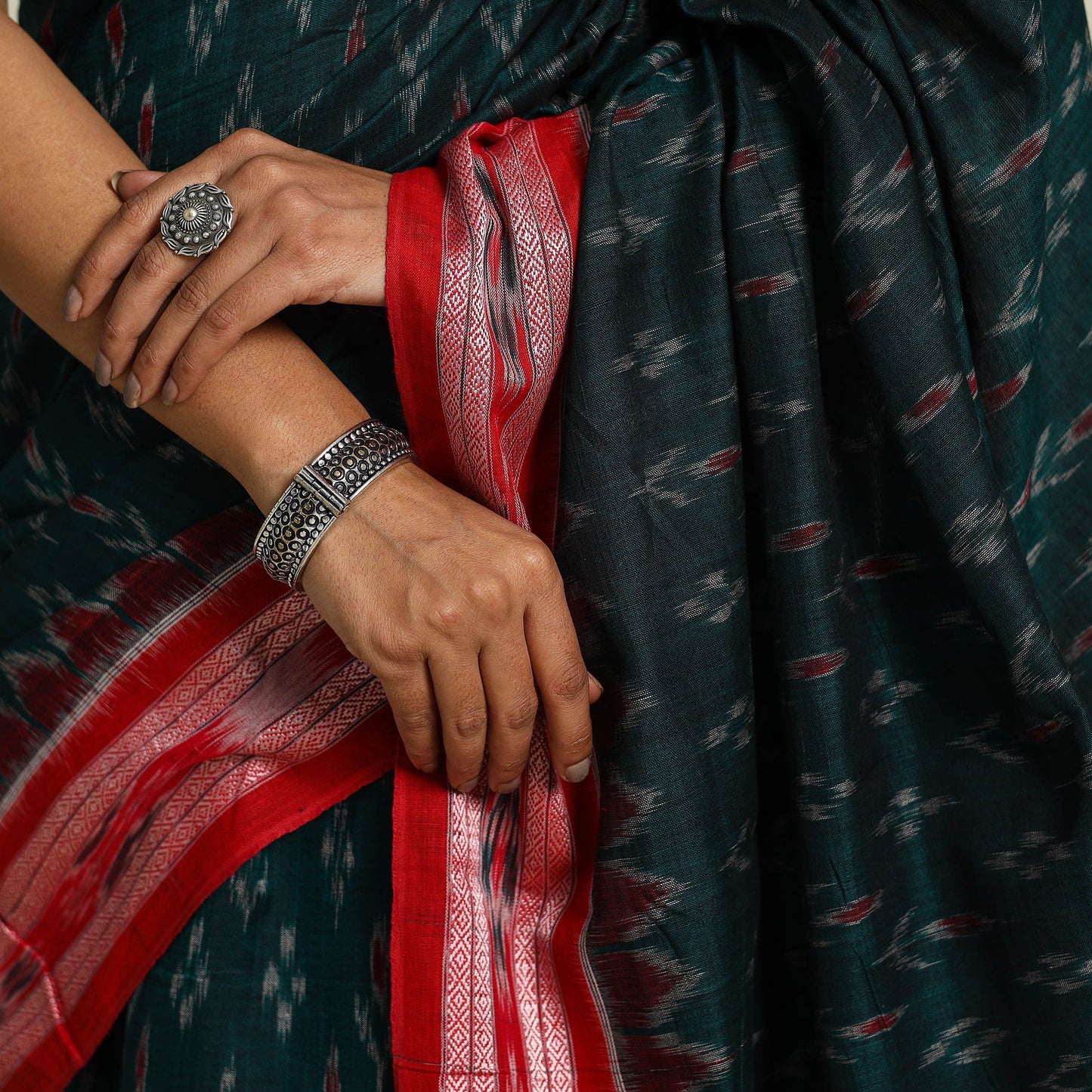 Buy Green Ikat Handloom Cotton Sambalpuri Saree