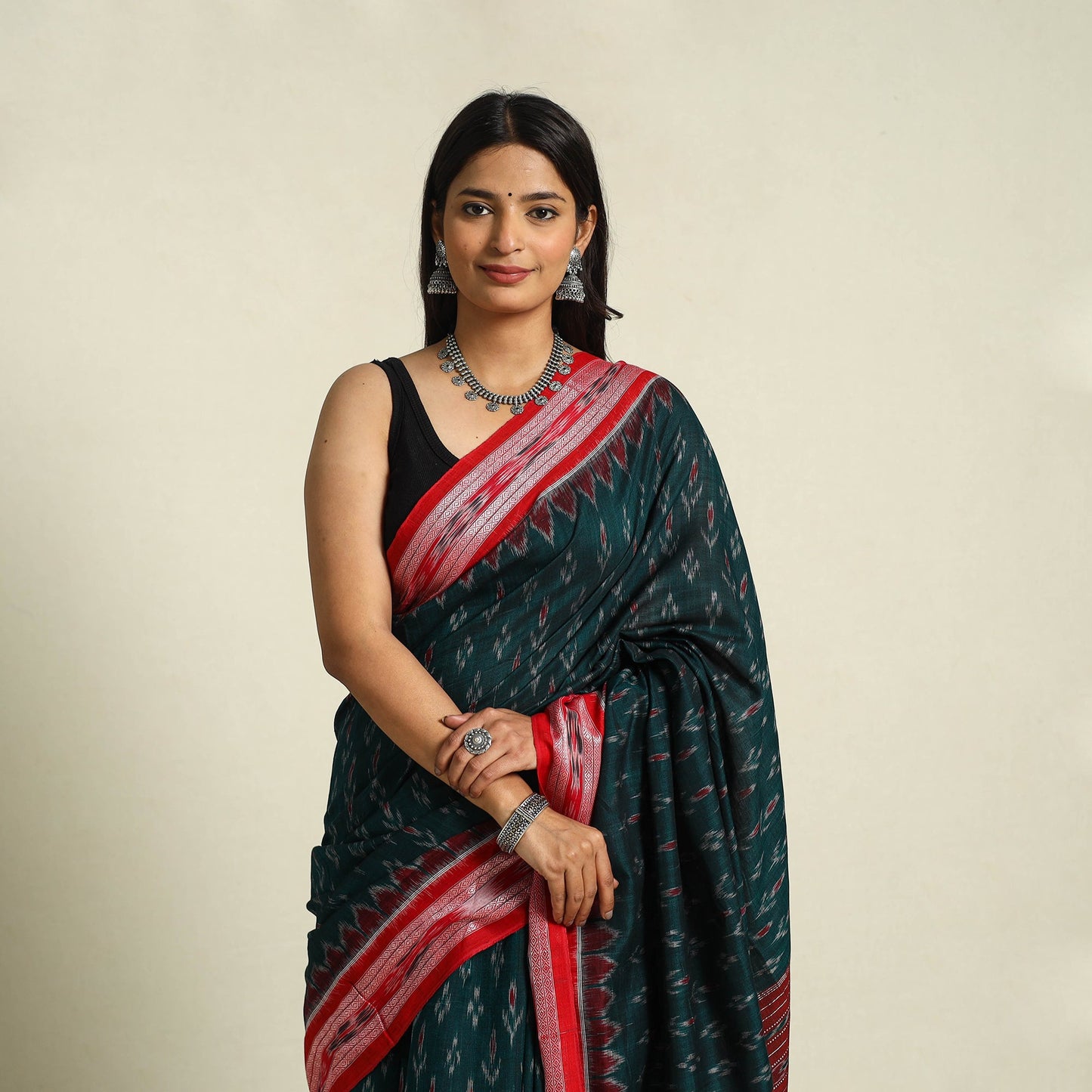Buy Green Ikat Handloom Cotton Sambalpuri Saree