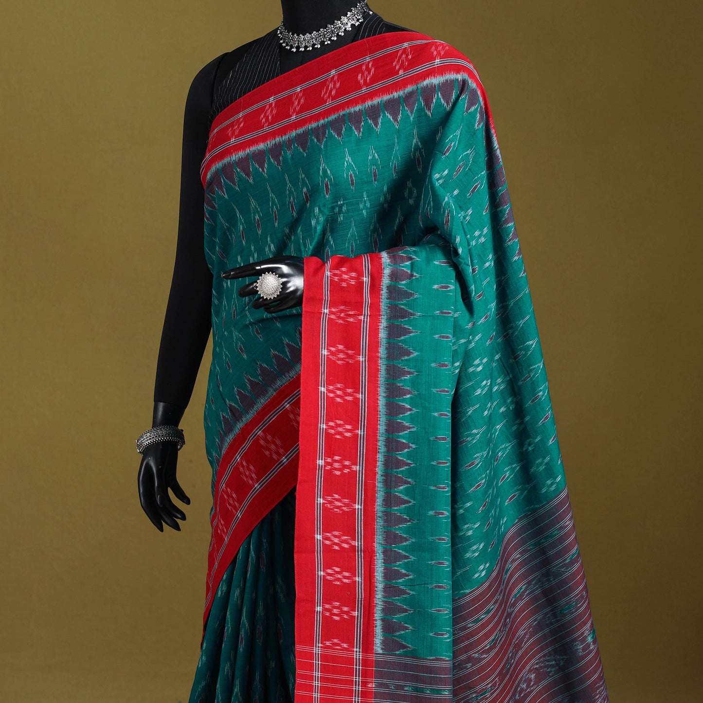 Green - ikat handloom cotton sambalpuri saree 14