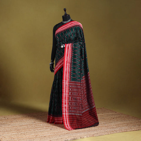 Green - ikat handloom cotton sambalpuri saree 15