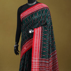 Green - ikat handloom cotton sambalpuri saree 16