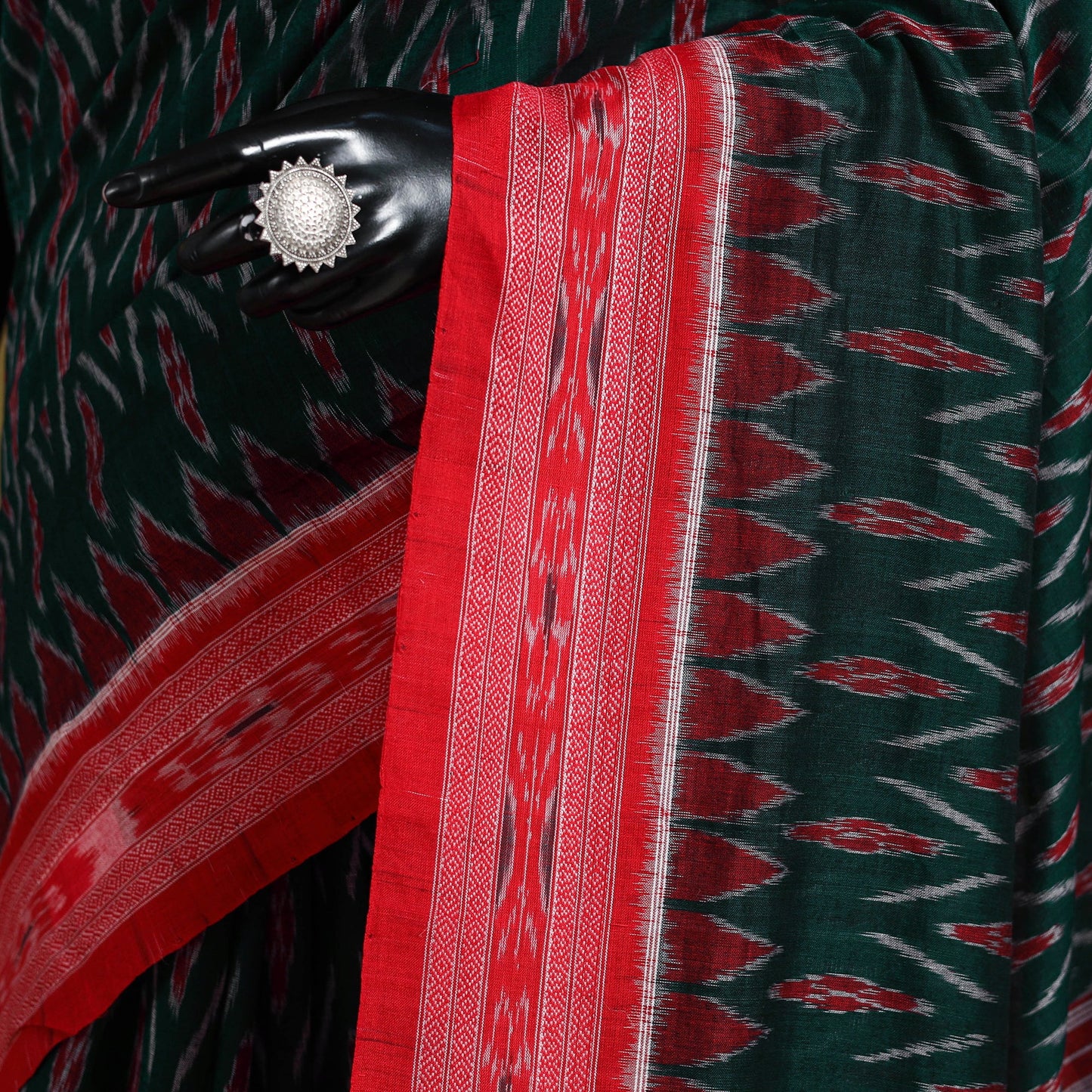 Green - ikat handloom cotton sambalpuri saree 16