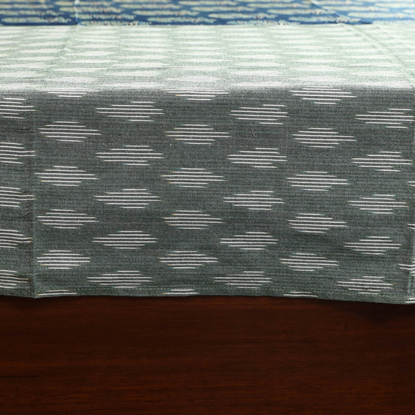 Green - ikat with modal silk patch cotton bedsheet set 30