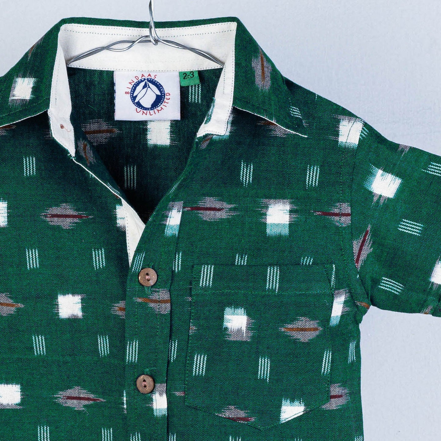 Buy Ikat Weave Cotton Half-Sleeve Kids Shirt