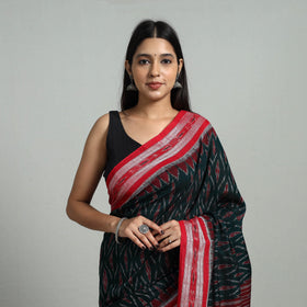 Green - ikat weave handloom cotton sambalpuri saree 17