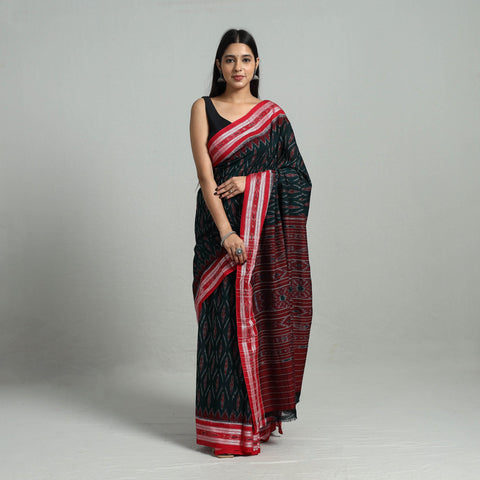 Green - ikat weave handloom cotton sambalpuri saree 17