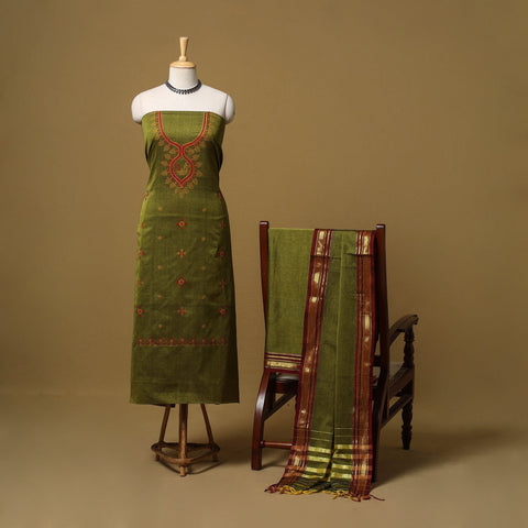 Ilkal kasuti embroidery cotton 3pc unstitched dress