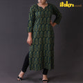 Green - itokri casuals - authentic natural long kurti