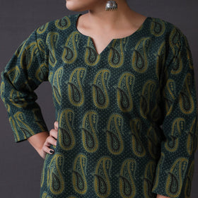 Green - itokri casuals - authentic natural long kurti