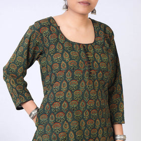 Buy iTokri Casuals - Ajrakh Block Print Cotton Long Kurta Online at iTokri.com