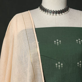 Jacquard cotton 2pc unstitched dress material with earrings