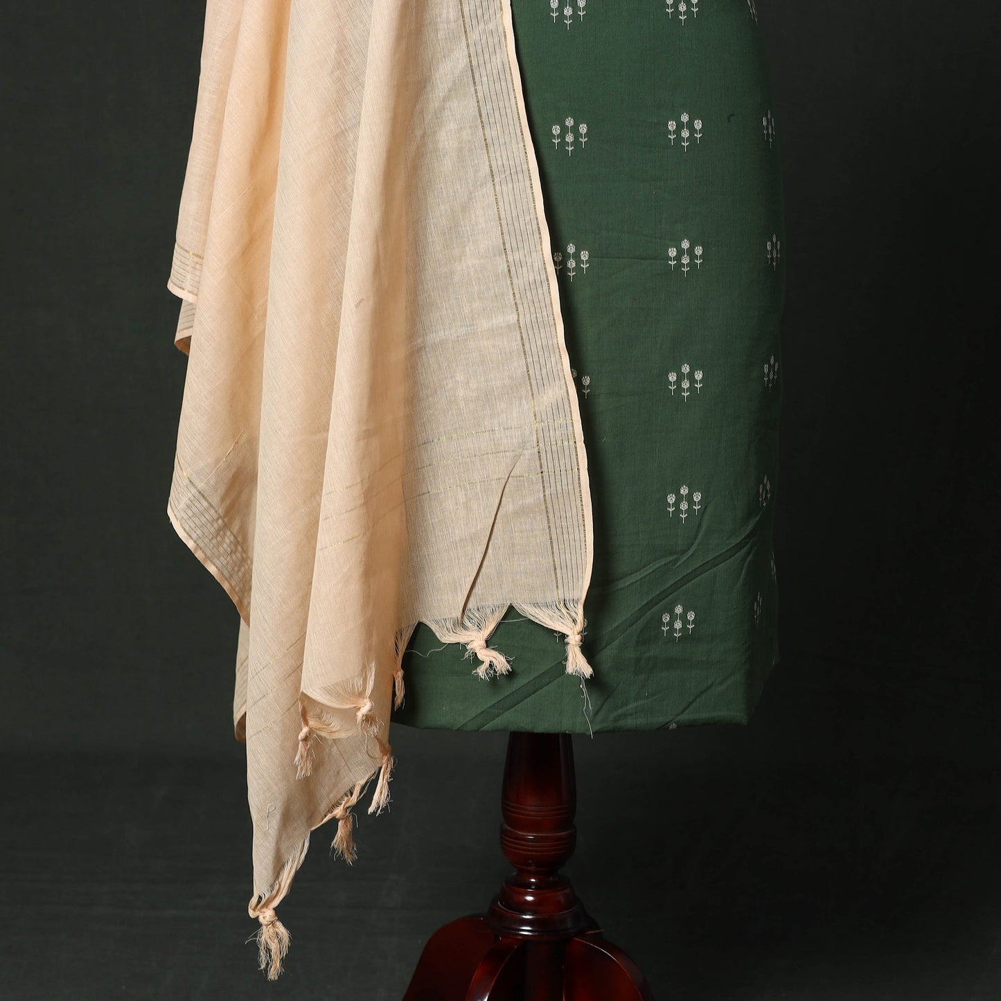 Jacquard cotton 2pc unstitched dress material with earrings