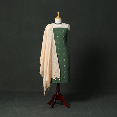 Jacquard cotton 2pc unstitched dress material with earrings