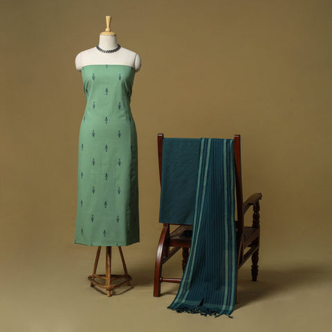 Jacquard cotton 3pc unstitched dress material 10