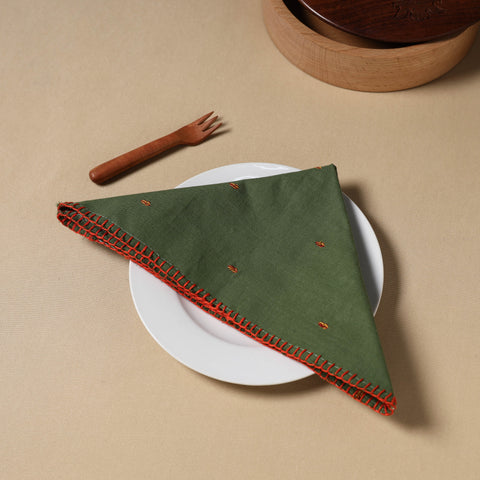  Green Jacquard Cotton Hand Embroidery Table Napkin 11