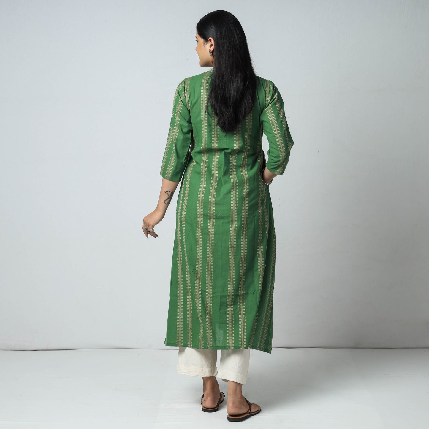 Buy Jacquard Cotton A-Line Kurta for Women