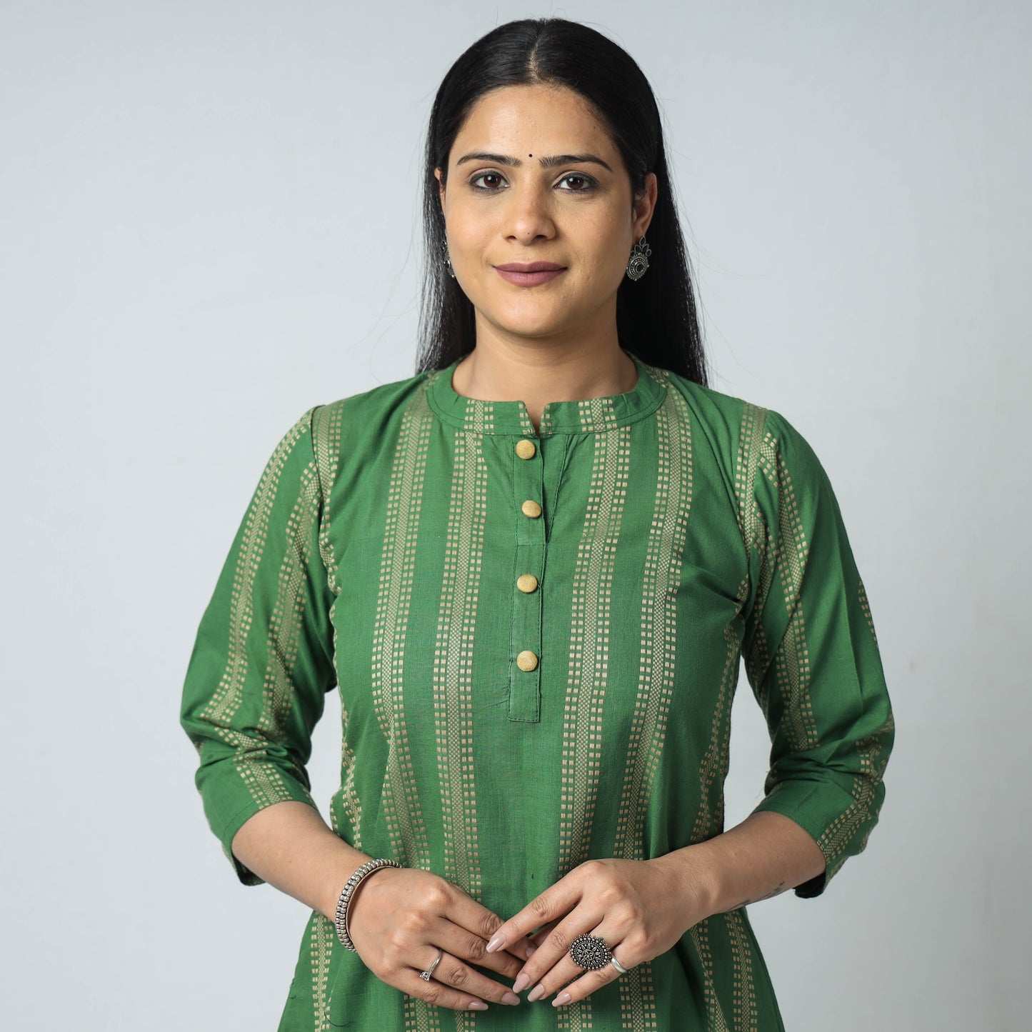 Buy Jacquard Cotton A-Line Kurta for Women