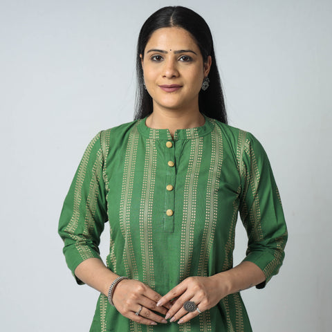 Buy Jacquard Cotton A-Line Kurta for Women