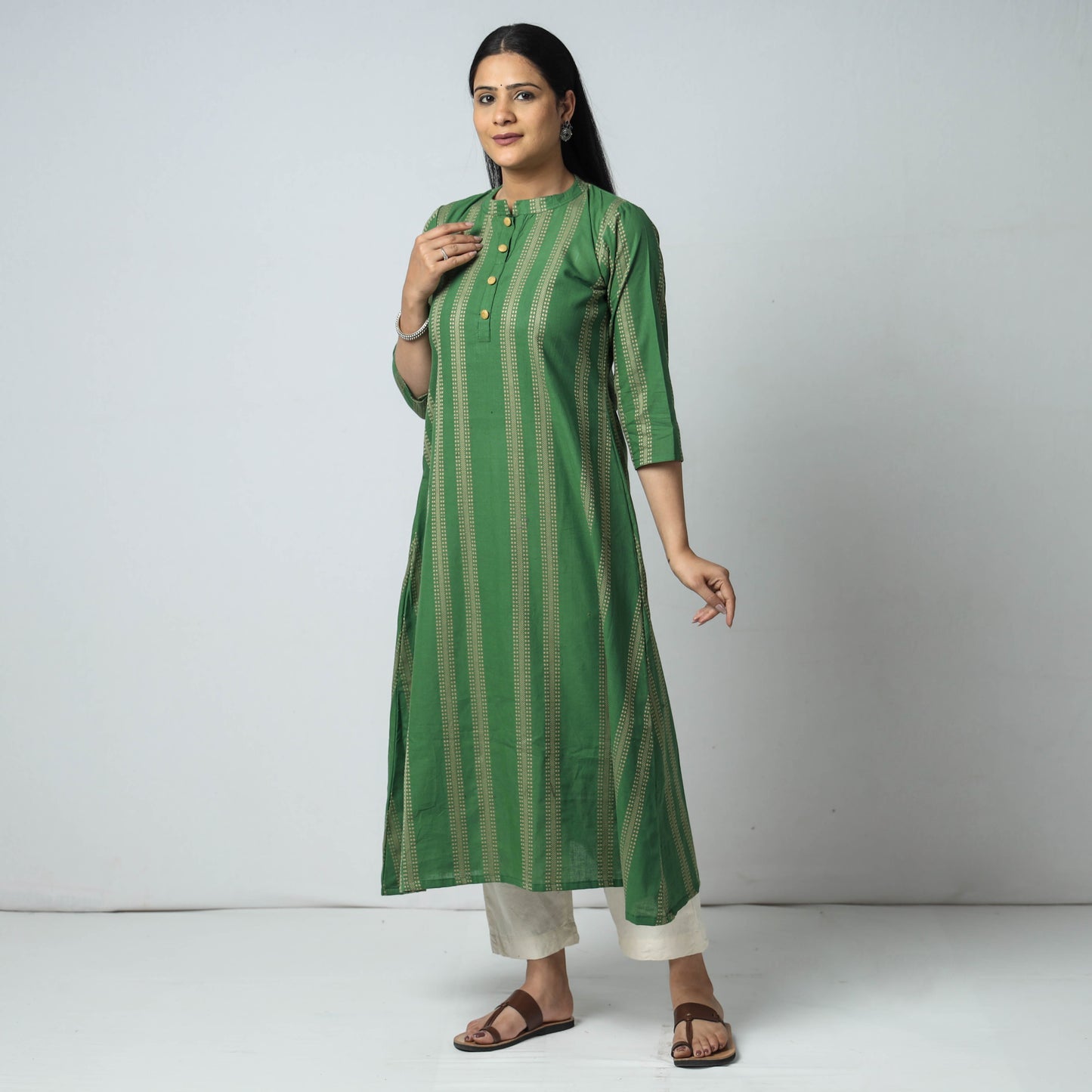 Buy Jacquard Cotton A-Line Kurta for Women