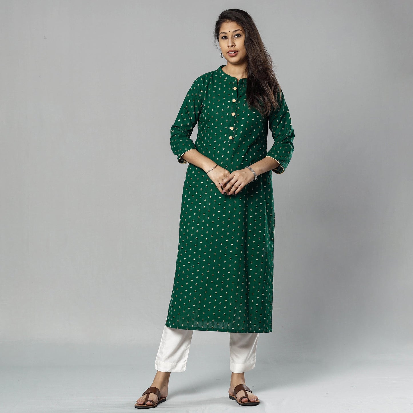 Buy Jacquard Cotton Long Kurta for Women