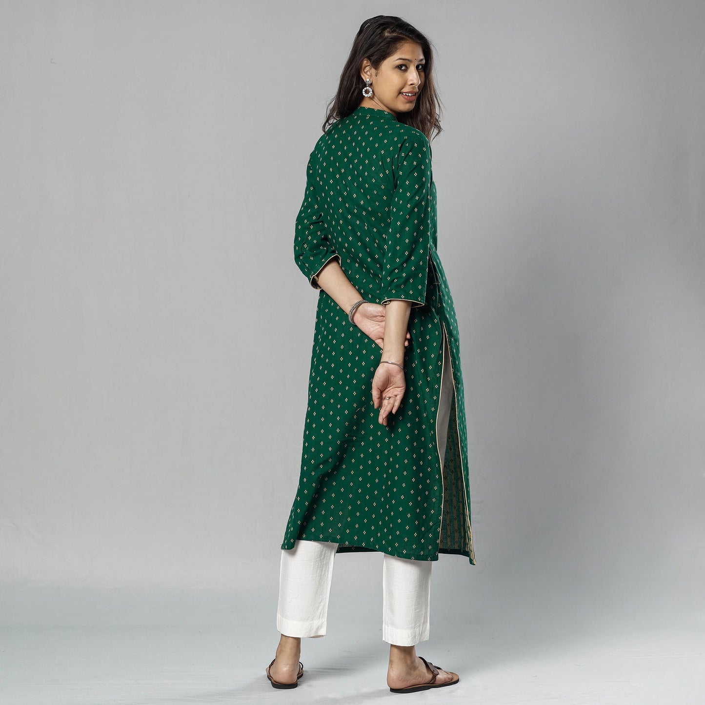 Buy Jacquard Cotton Long Kurta for Women