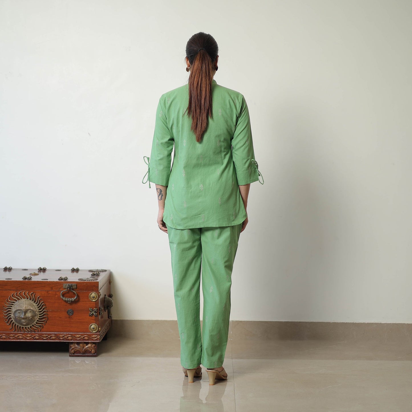 Buy Green Jacquard Cotton Co-Ord Set Online at iTokri.com