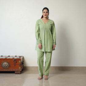  Green Jacquard Cotton Co-Ord Set Online at iTokri.com