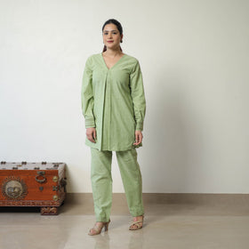  Green Jacquard Cotton Co-Ord Set Online at iTokri.com