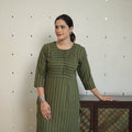Green - Jacquard Cotton Pintuck Straight Kurta 22
