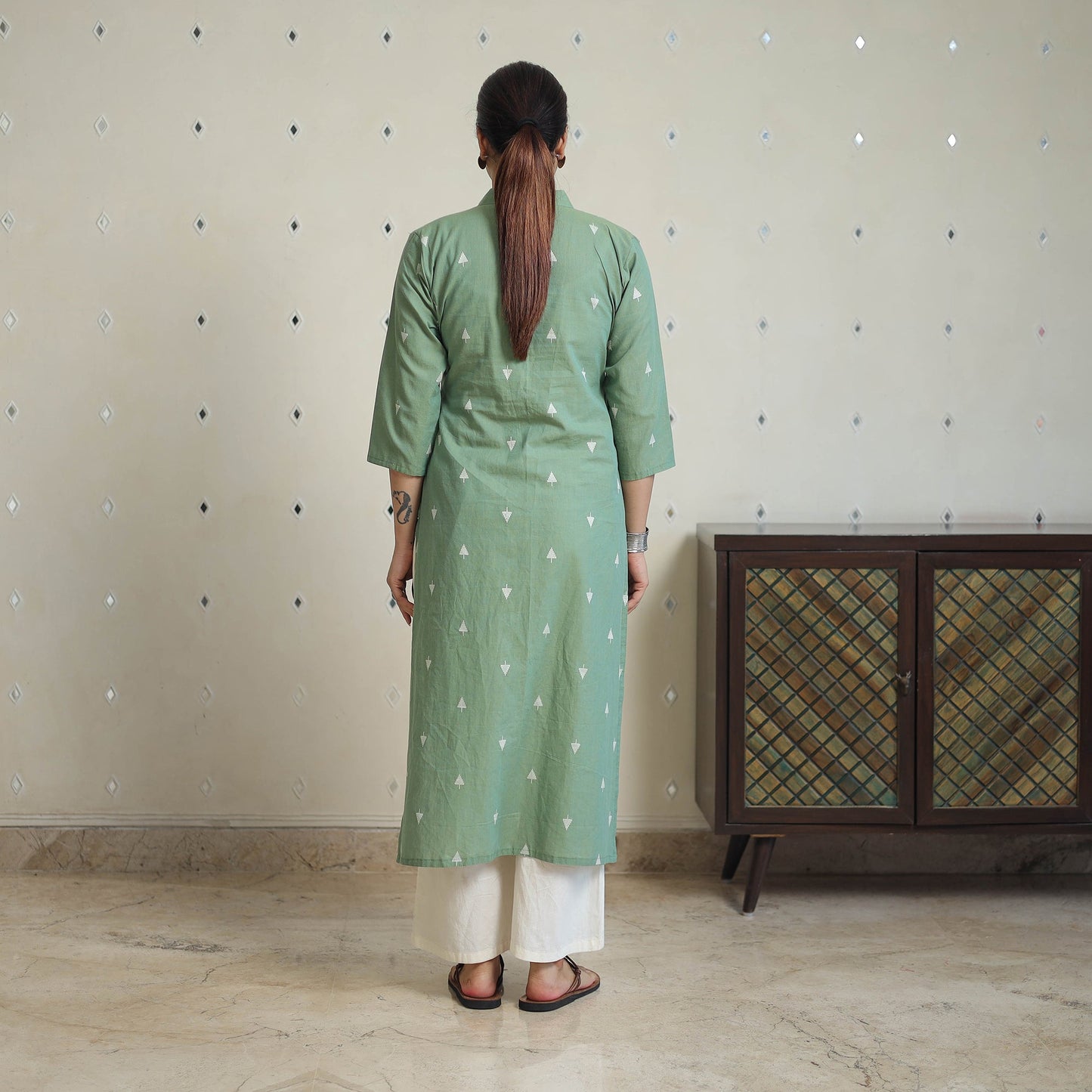 Green - Jacquard Cotton Straight Kurta 13