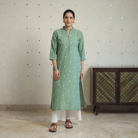 Green - Jacquard Cotton Straight Kurta 13