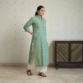 Green - Jacquard Cotton Straight Kurta 13