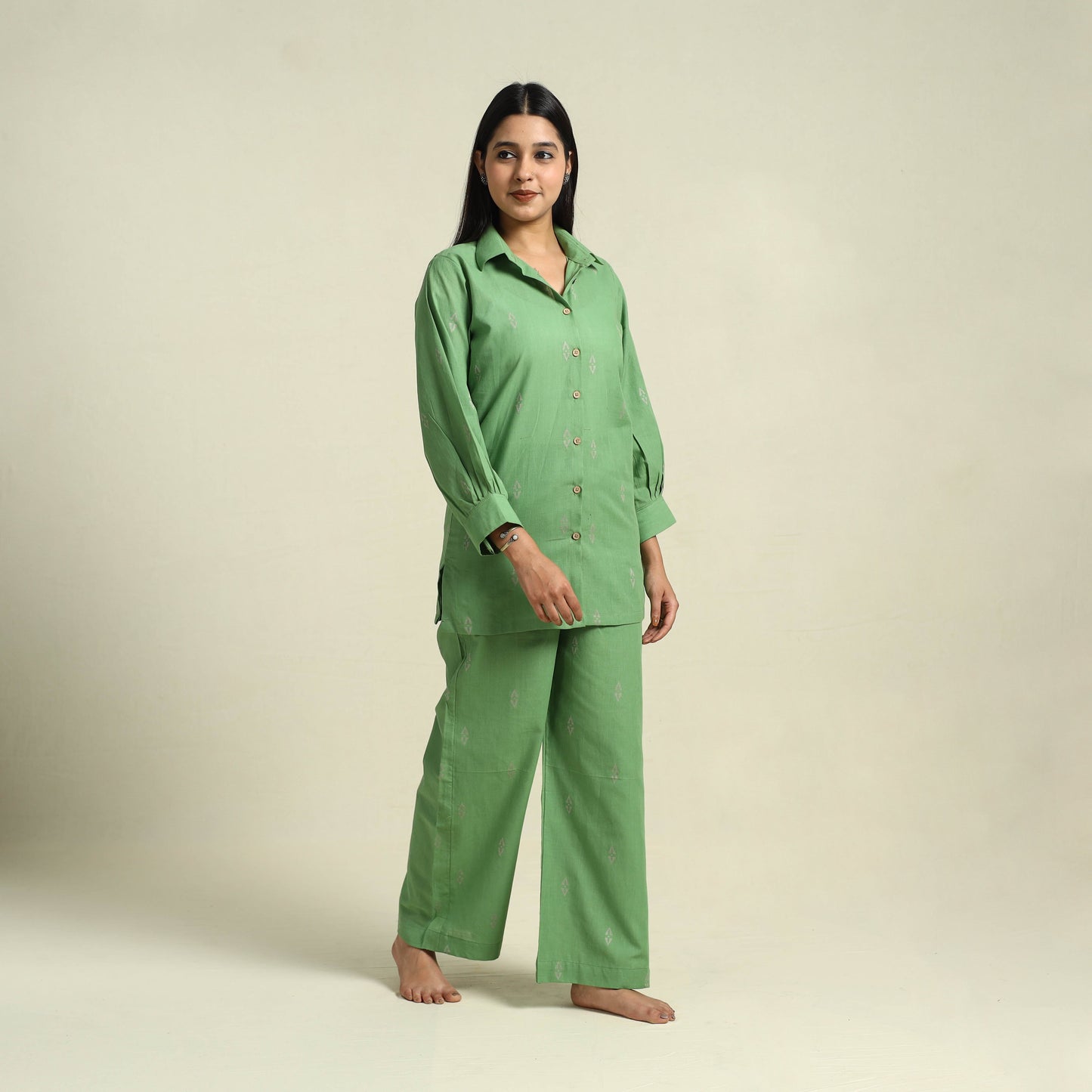Buy Jacquard Cotton Top & Pyjama Night Suit Set
