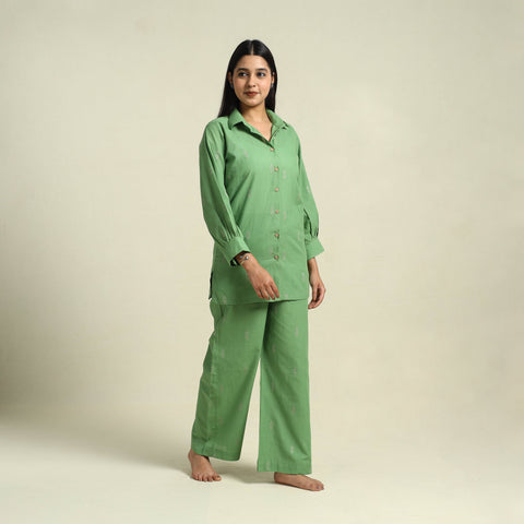 Buy Jacquard Cotton Top & Pyjama Night Suit Set