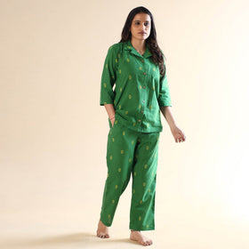 Buy Jacquard Cotton Top & Pyjama Night Suit Set Online at iTokri.com