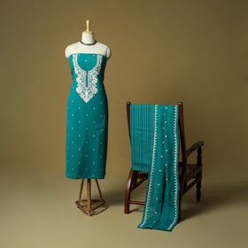 Jacquard embroidered cotton 3pc unstitched dress material