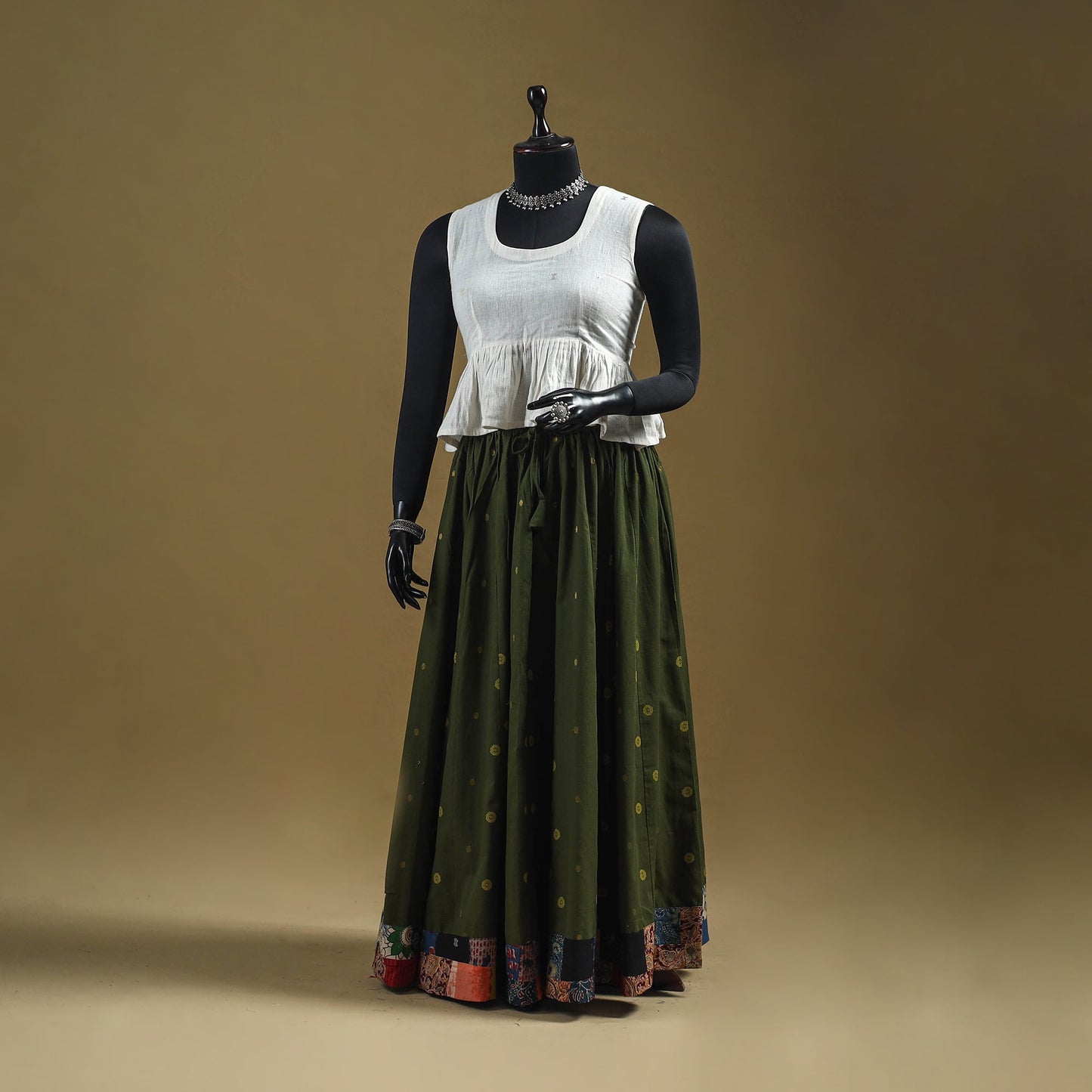 Jacquard patchwork 24 kali cotton long skirt 03