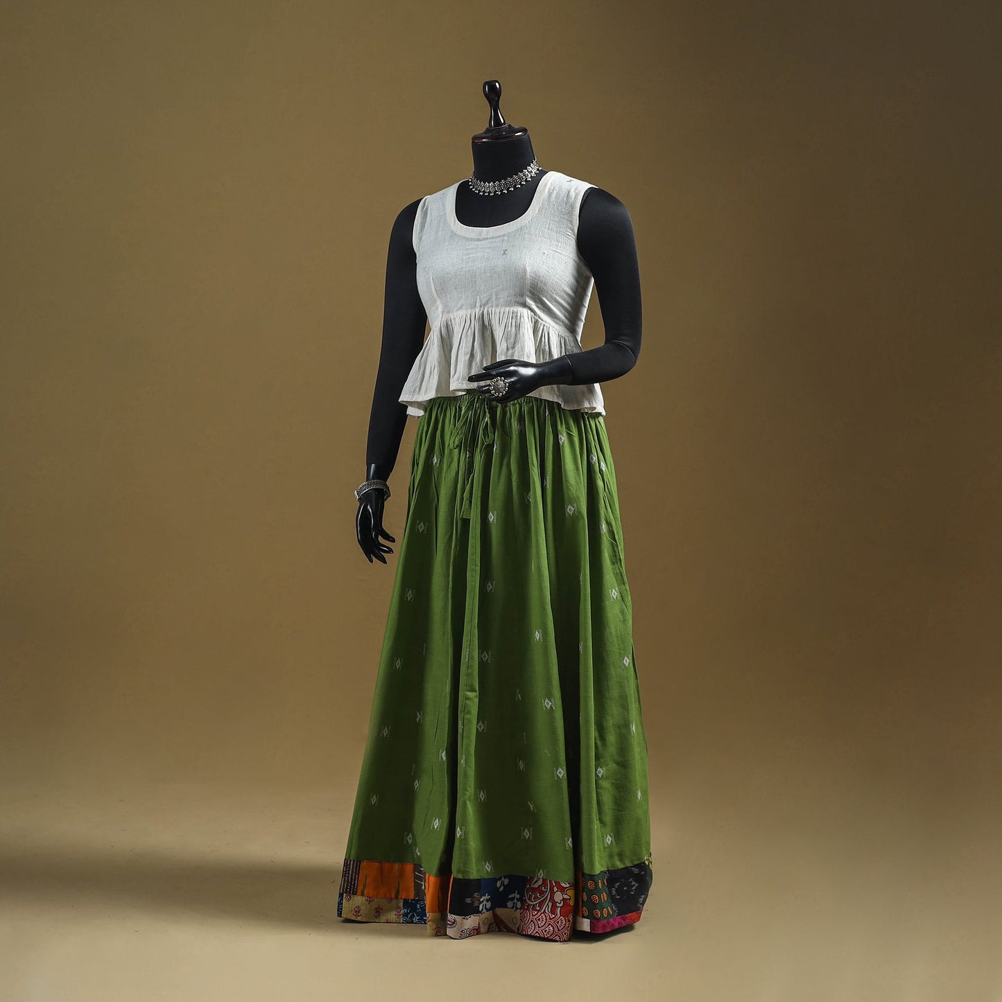 Jacquard patchwork 24 kali cotton long skirt 11