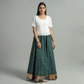 Green Jacquard Patchwork 24 Kali Cotton Long Skirt 