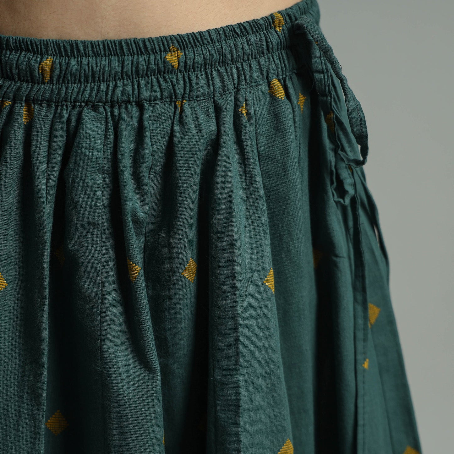 Green Jacquard Patchwork 24 Kali Cotton Long Skirt 