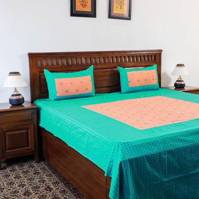 Buy Jacquard Cotton Double Bed Cover with Pillow Covers l iTokri.com