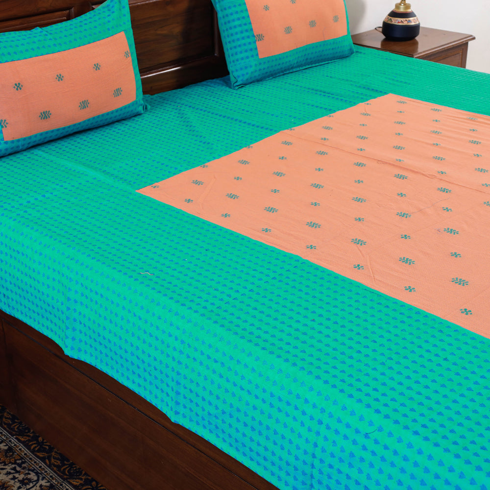Buy Jacquard Cotton Double Bed Cover with Pillow Covers l iTokri.com