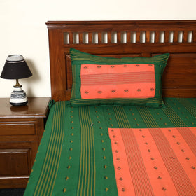 Green - jacquard patchwork cotton double bed cover
