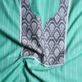 Green - jacquard patchwork cotton unstitched kurta material