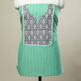 Green - jacquard patchwork cotton unstitched kurta material