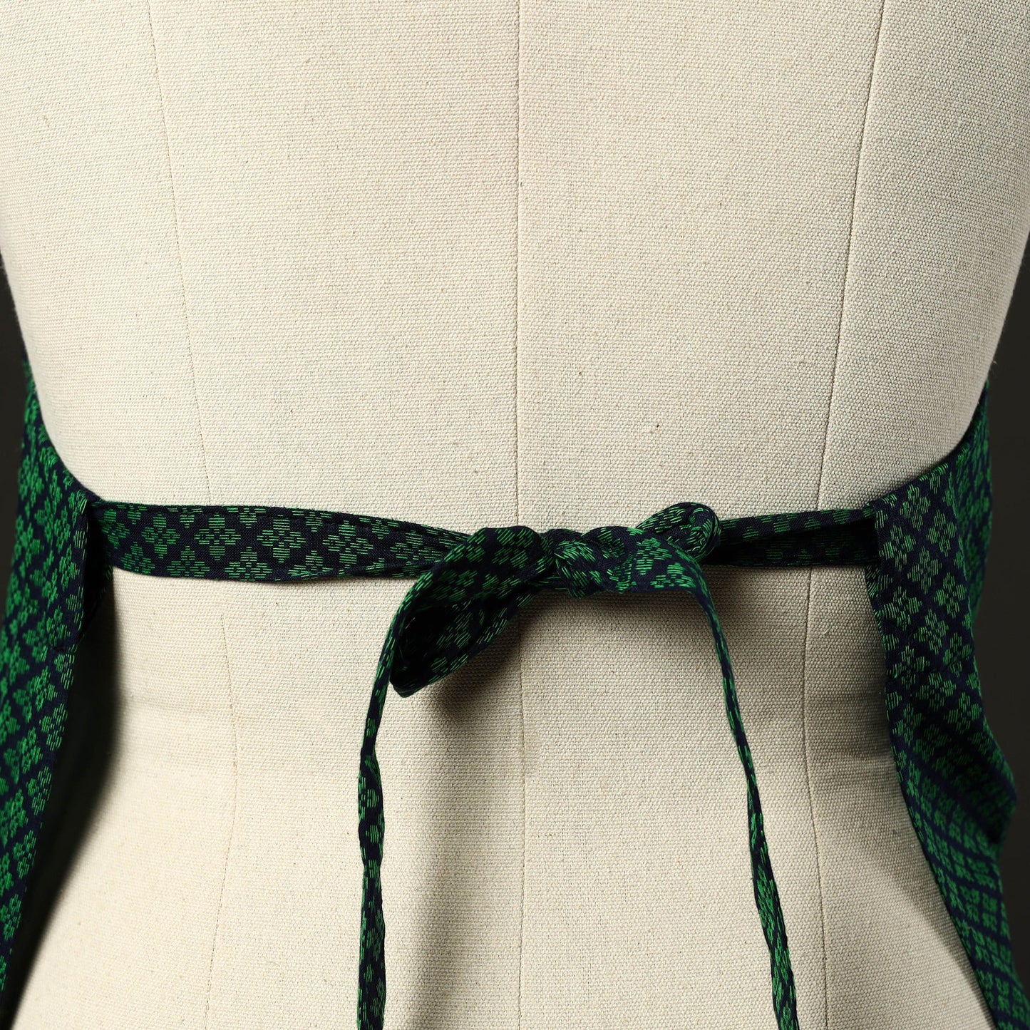 Green - jacquard weave cotton apron with pocket 03